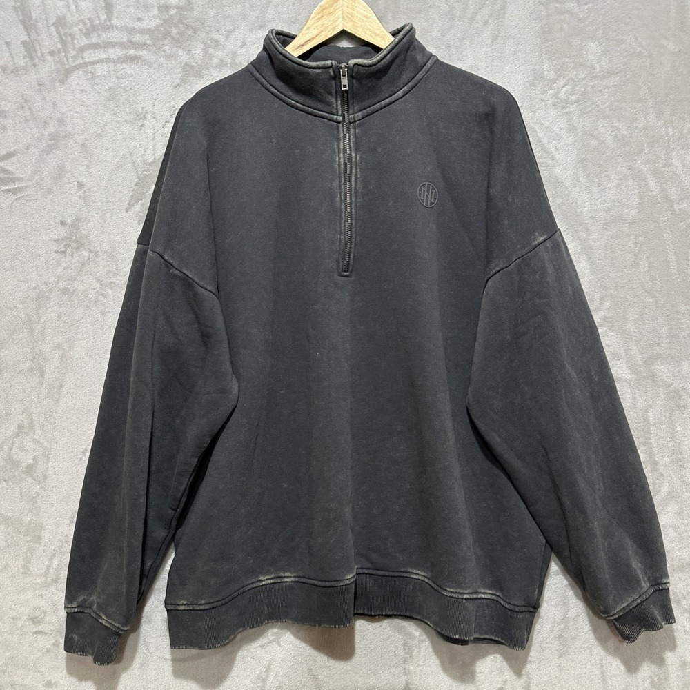 Ninth Hall Fundamentals Sheena BlackWash Oversized Quarter Zip Sweatshirt Size L